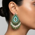The Verdant Aurora Bead-Embroidered Statement Earring
